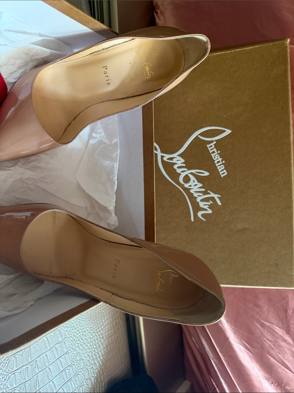 Christian Louboutin Patent Nude Pumps - Glossy Blush